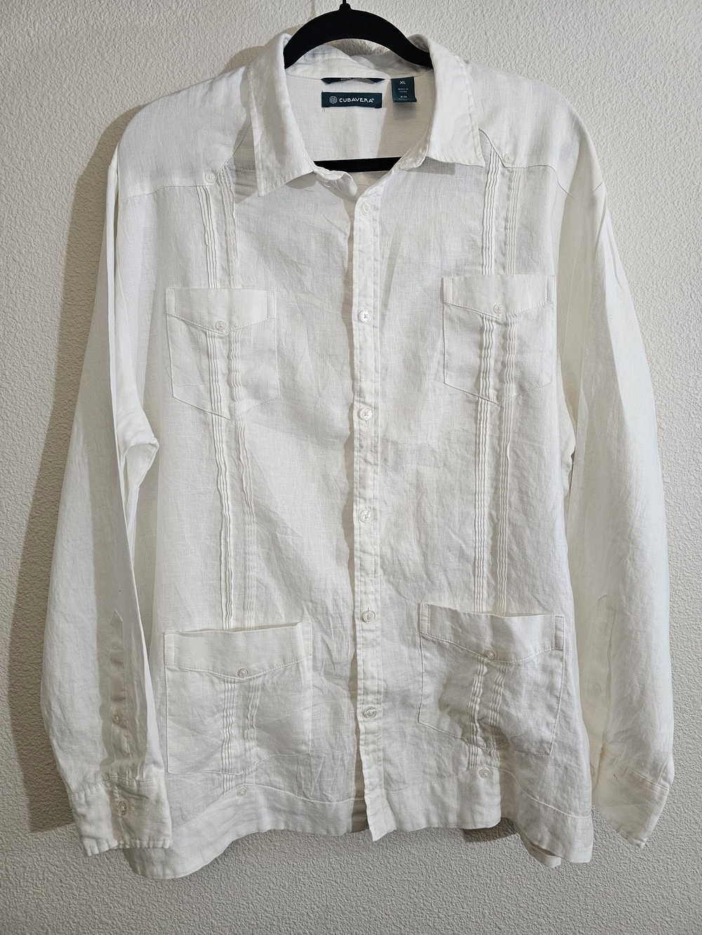 Cubavera White Linen-Blend Guayabera Shirt Jacket - Men